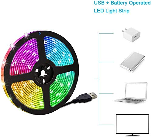 [AUSTRALIA] - USB LED Strip Lights with Remote Control and 5050 RGB,6.56FT/2M, Flexible Color,USB 5V Power Supply,DIY. 