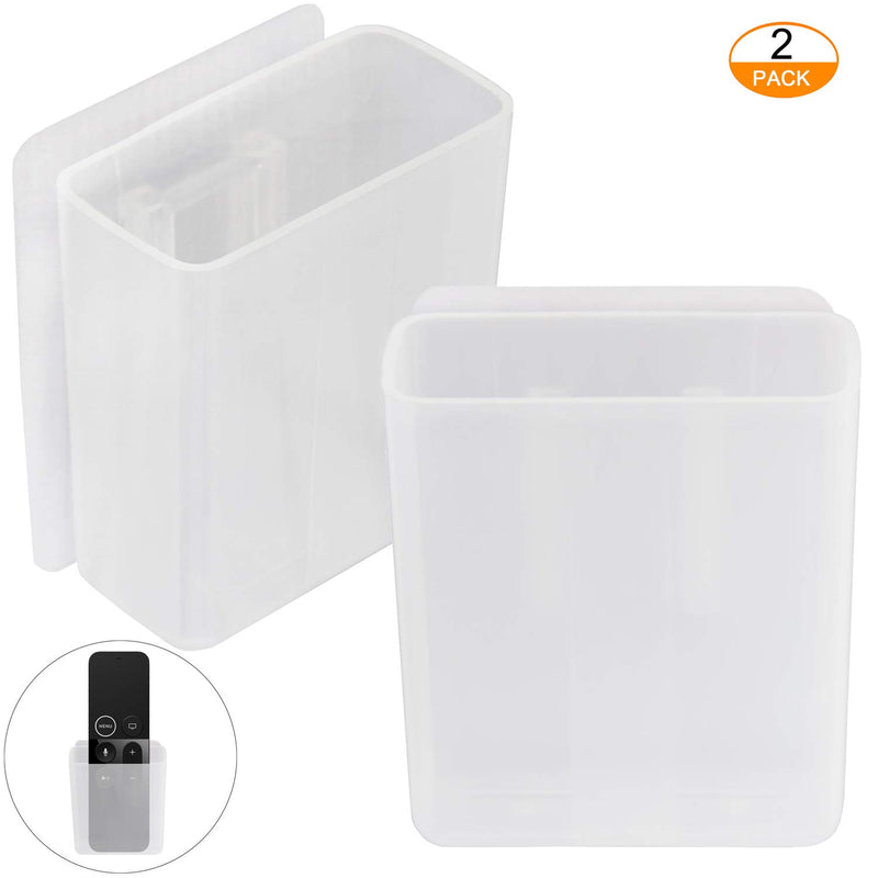 [2 Pack] Universal Remote Control Holder 7x6x3cm, Wall Mount Media Organizer - Pinowu Self-Adhesive Storage Box, Office Supply Accessories