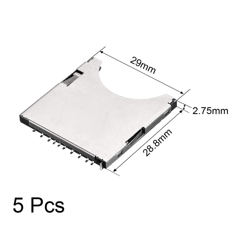 uxcell SD Memory Card Socket Holder Spring Loaded Push Type 10 Pin 5pcs