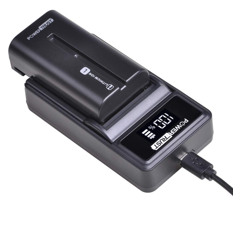 PowerTrust 1-Pack NP-F550 NP-F570 Battery + LED USB Charger for Sony NP-F330 NP-F530 NP-F730 NP-F750 NP-F960 NP-F970 CCD-RV100 CCD-RV200 SC5 SC9 TR1 TR940 TR917 Camera Batteries