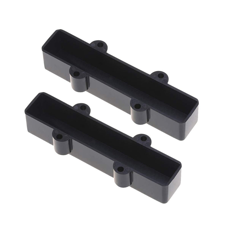 Musiclily Pro Plastic F91.6/R95mm Jazz Bass Pickup Covers No Holes Set for Fender J-bass, Black (Set of 2)