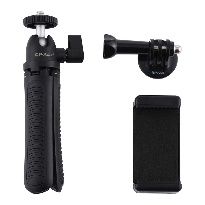 PULUZ Mini Tripod Holder Compatible with iPhone/GoPro/Ringlight Portable Desktop Tripod Stand with Phone Clamp & Tripod Adapter & Long Screw Phone Holder Stand