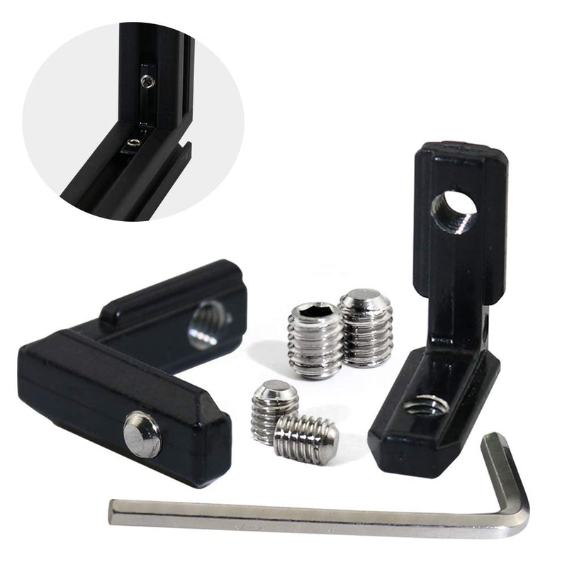 Boeray 20pcs Black T Slot L-Shape Interior Inside Corner Connector Joint Bracket with Screws and Wrench Tool for 2020 Series Aluminum Extrusion Profile Slot 6mm