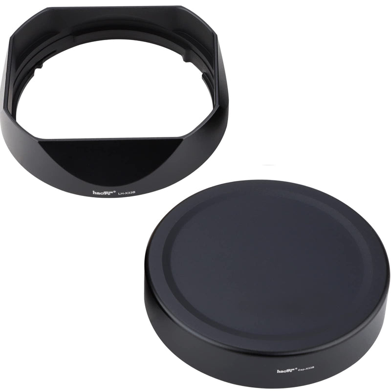 Haoge Lens Hood Metal Square Bayonet for Fujifilm XF33mm F1.4 R WR Lens, Fuji XF 33mm f/1.4 R LM WR Hood Shade,with Metal Front Cap
