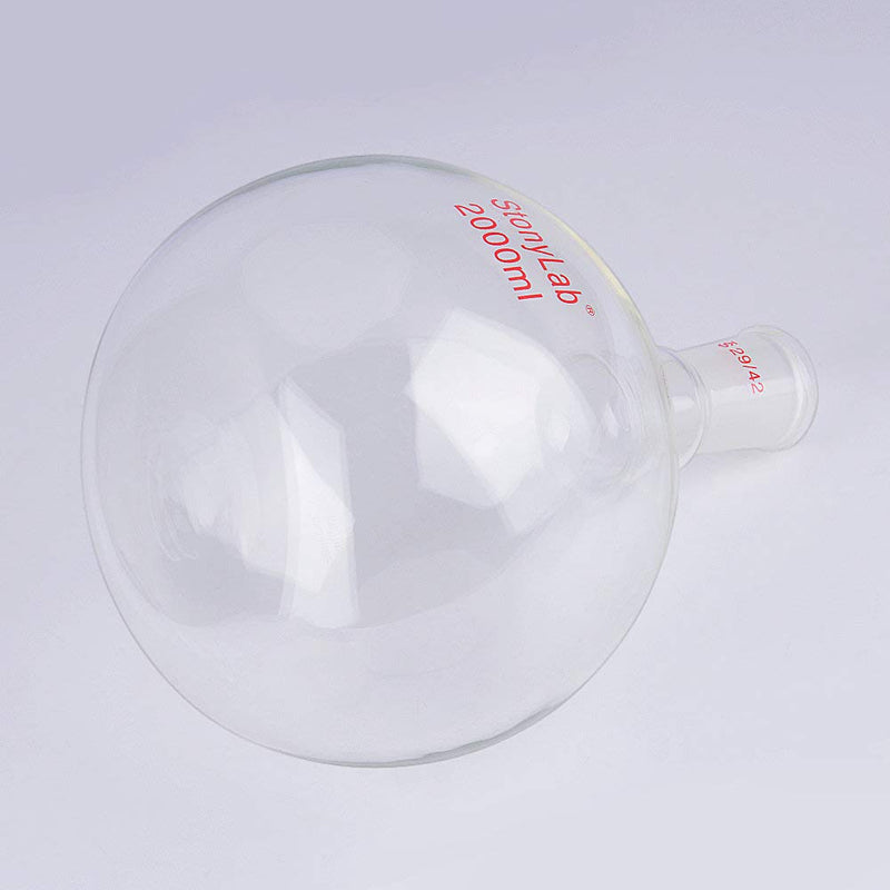 stonylab Heavy Wall Single Neck Borosilicate Glass Flat Bottom Boiling Flask, with 29/42 Standard Taper Outer Joint, 2000ml 2000 ml