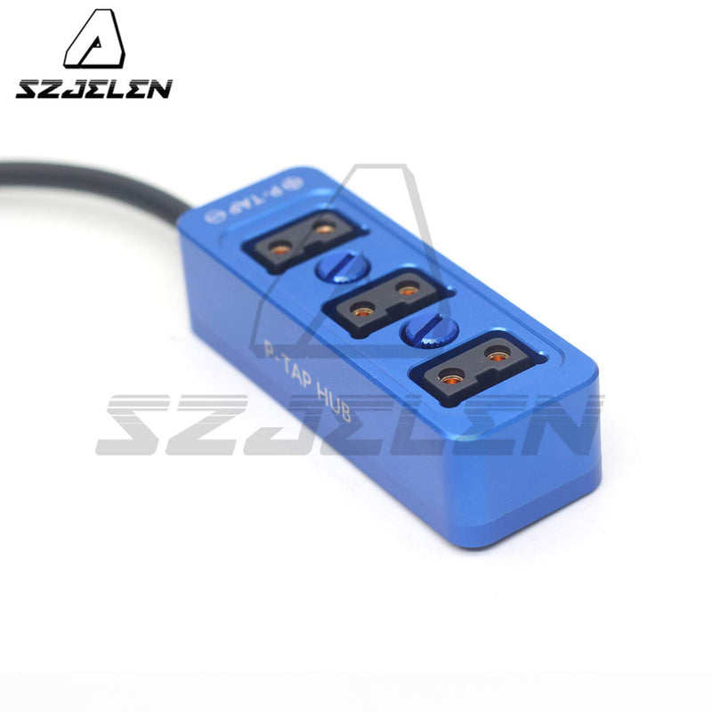 SZJELEN Metal Triple P-TAP D-tap Splitter,D-tap to 3ports D-tap P-tap Splitter Cable for Photography Power,Dtap Three-Way Splitter (Blue) Blue