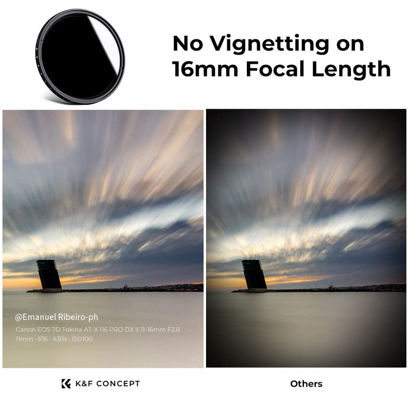 K&F Concept 43mm Slim Fader Variable ND2-ND400 Neutral Density Adjustable ND ND2 ND4 ND8 ND16 to ND400 Lens Filter Kit + Microfiber Cleaning Cloth for Cameras Lens