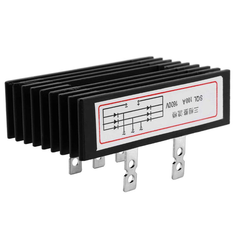 Yosoo Health Gear 3 Phase Bridge Rectifier AC to DC, High Power AC to DC Diode Bridge Rectifier, Sql100A 1600V Three Phase Diode Bridge Rectifier with 2 Fixing Holes for Power Supply