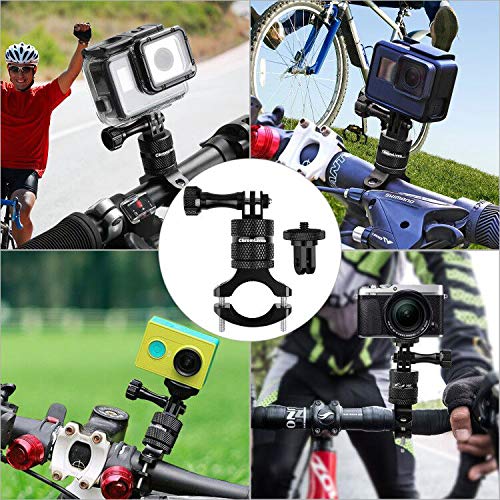 Bike Mount for Gopro,ChromLives Camera Handlebar Mount with 360 Degree Rotation, Aluminum Bike Camera Mount for Mountain Bicycle/Motorcycle for Gopro Hero 9/8/7/6/5,Action Camera,Osmo (Black) black