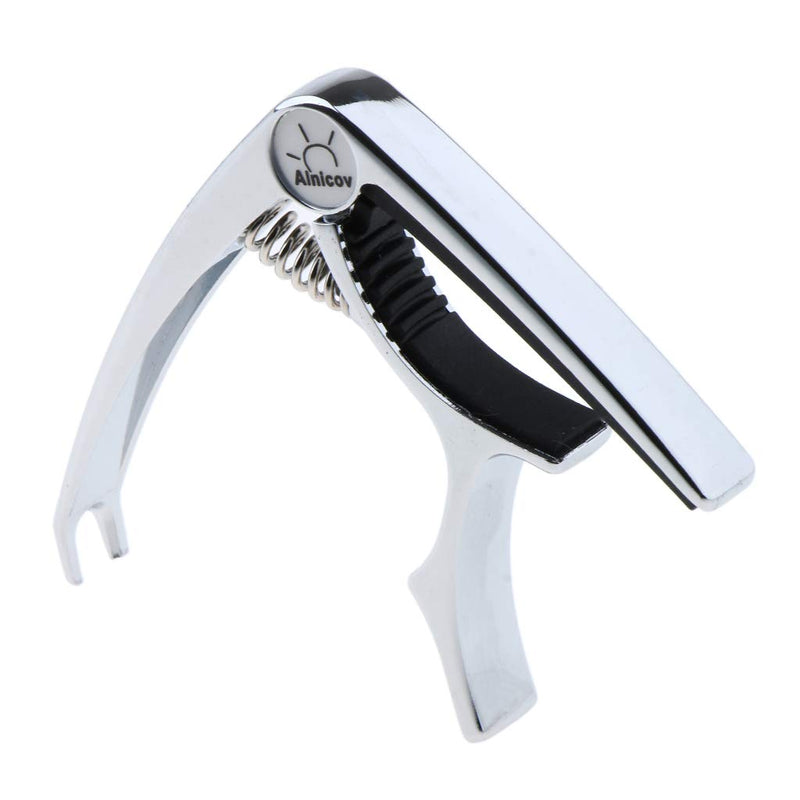 Alnicov Guitar Capo Clip Tuning Clamp Trigger with Peg Puller Tool for Acoustic and Electric Guitars Bass Ukulele Accessories (3 Colours Available) silver