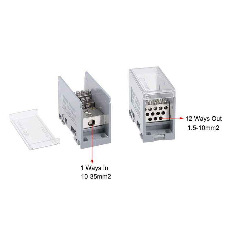 [AUSTRALIA] - uxcell 1 Input 12 Output 35mm DIN Rail Terminal Blocks 690V Connectors Distribution Block 