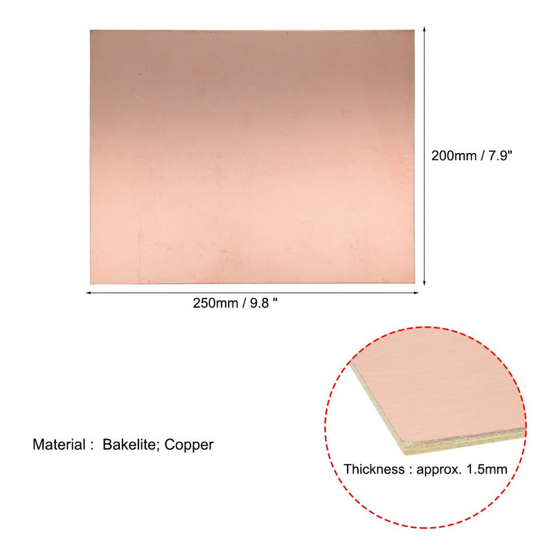 uxcell Single-Sided Copper Clad Laminate PCB Circuit Board, FR4 250x200mm 9.84x7.87 inch, 1.5mm Thickness DIY Prototyping PCB Board, Name Board
