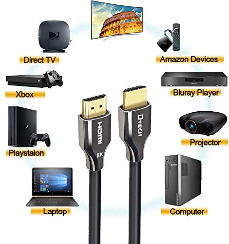 DTECH 3m 8K HDMI Cable Ultra HD 4K 120Hz 8K 60Hz HDR eARC 48 Gbps YUV 4:4:4 HDMI 2.1 Male to Male Cord for Monitor Computer Laptop (3 Meter, Black) 9.8ft/3m