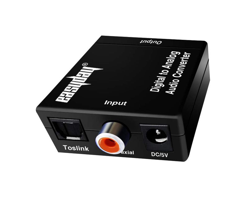 Easyday Digital to Analog Audio Converter with Digital Optical Toslink and S/pdif Coaxial Inputs and Analog RCA and AUX 3.5mm (Headphone) Outputs - 5 Foot Heavy Duty Optical Toslink Cable