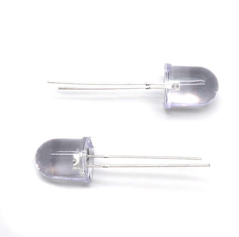 Xiaoyztan 100 Pcs White Light Clear Bright LED Lamps Light Emitting Diffused Diodes 10mm Head Diameter