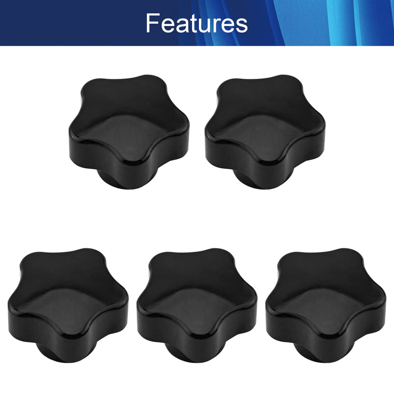 Bettomshin 5Pcs M6 Star Shape Knob Female Thread Nut Galvanized Screw Black Baklite Screw-On for Lathe Machine, Mechanical Equipment, Instrument and Apparatus,Industry Equipment