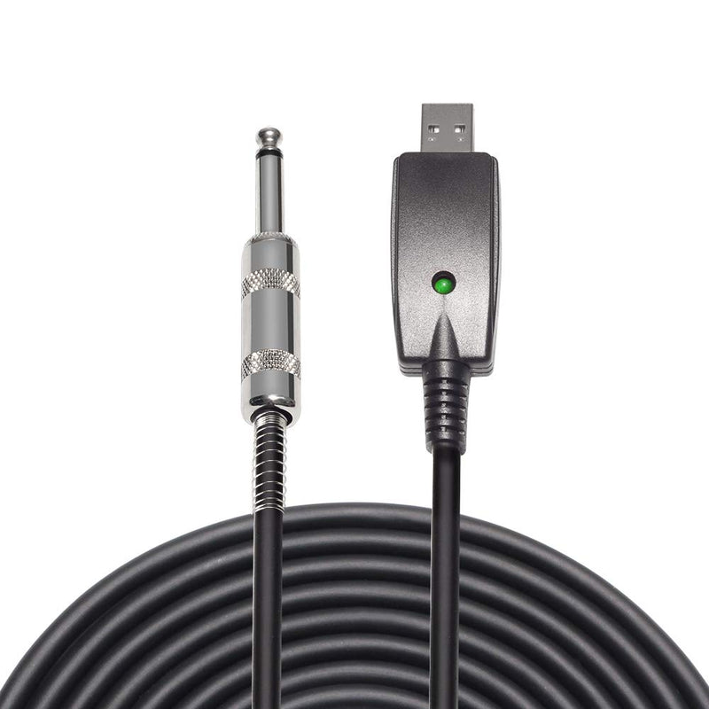 [AUSTRALIA] - USB Guitar Cable - ATNY Guitar USB Interface - Compatible with Windows and MacOS - Supports Both 44.1 kHz and 48 kHz Sample Rate Providing Sound (USB to Mono 1/4” Jack Connector, Black) USB to Mono 1/4” Jack Connector 