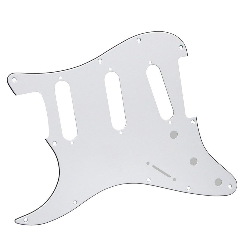 FLEOR SSS Left Handed Strat Pickguard Guitar Backplate Tremolo Cavity Cover w/Screws Set for USA/Mexican Made Strat Guitar Modern Part, 3Ply White