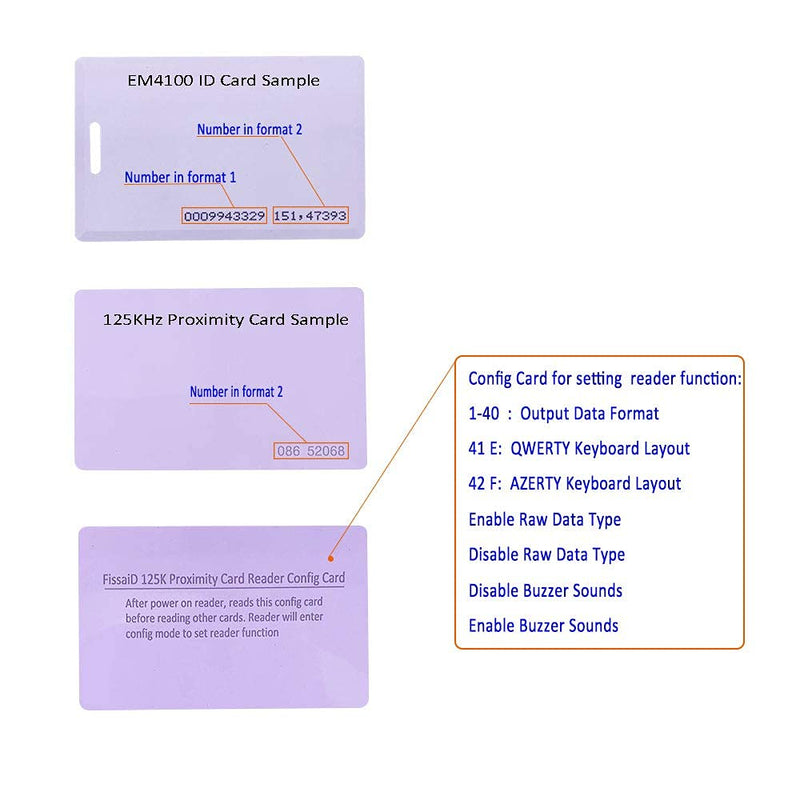 RFID Reader 125KHz Reader Reads Both 1326 Family Proximity Cards & EM4100 ID Card USB Reader Emulae Keyboard for Linux Android Win iOS + 2Pcs Card