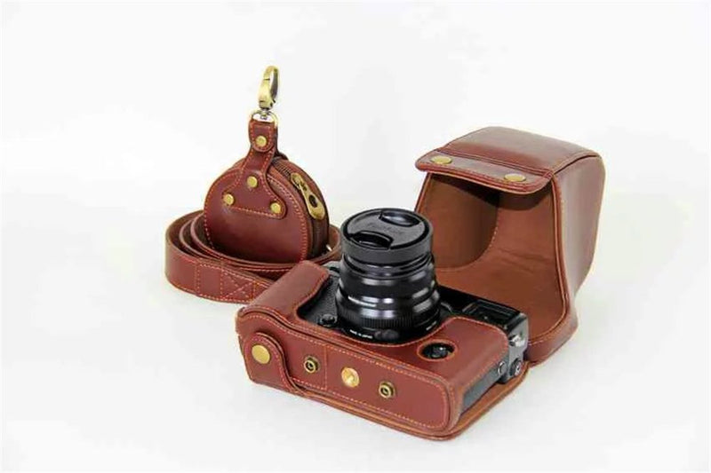 [AUSTRALIA] - X-Pro2 X-Pro 3 Case, BolinuUS Genuine Real Leather Camera Case Bag Cover for Fuji X-Pro2 Fujifilm X Pro2 X-Pro3 XPro3 with XF35mm Lens Bottom Opening Version + Neck Strap + Mini Storage Bag Brown 