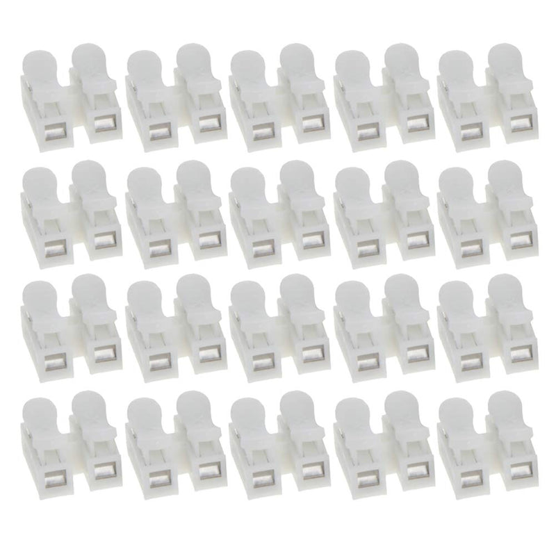 Jutagoss 100 Pcs CH-2 Quick Connector Spring Wire Connector Terminal Block Spring Connector for LED Strip Light Wire Connecting