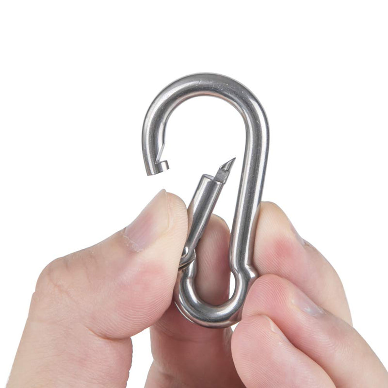 AOWESM Stainless Steel Spring Snap Hook Carabiner - Heavy Duty Carabiners - 304 Stainless Steel Clips (M5 - Set of 10) M5 - Set of 10