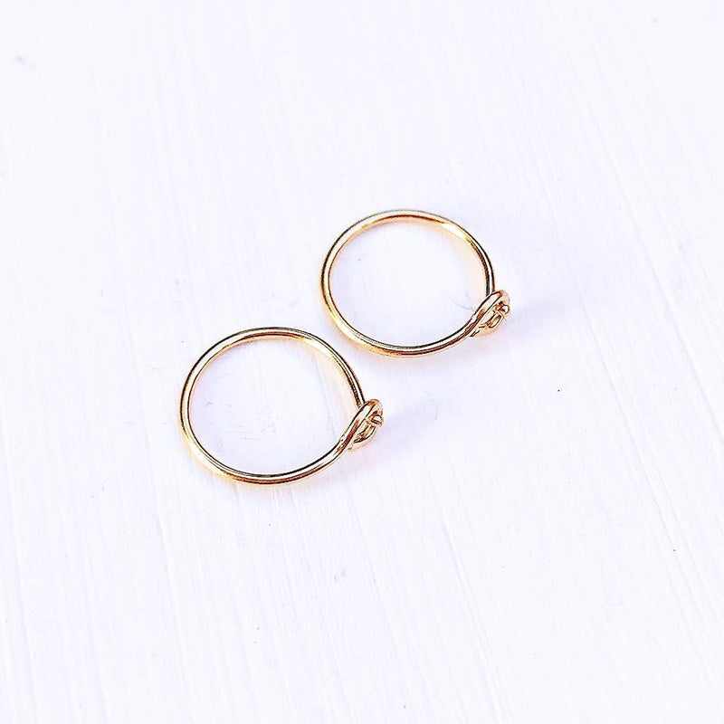 Small 8mm Gold Hoop Earrings for Cartilage Women, 14K Yellow Gold Filled Handmade Tiny Thin Huggie Hoops