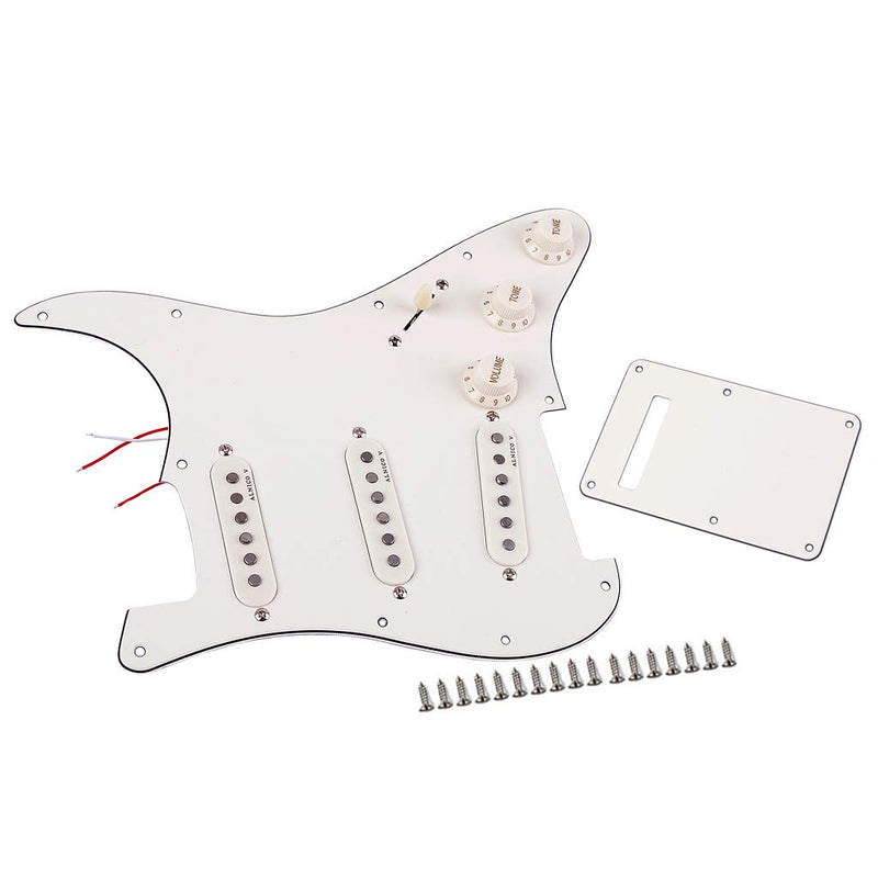 Alnicov 11 Holes Guitar Single Coil Pickups Prewired-Loaded SSS Pickguard Scratch Plate Set with Back Cover for Strat Stratocaster Guitar Parts,3Ply White