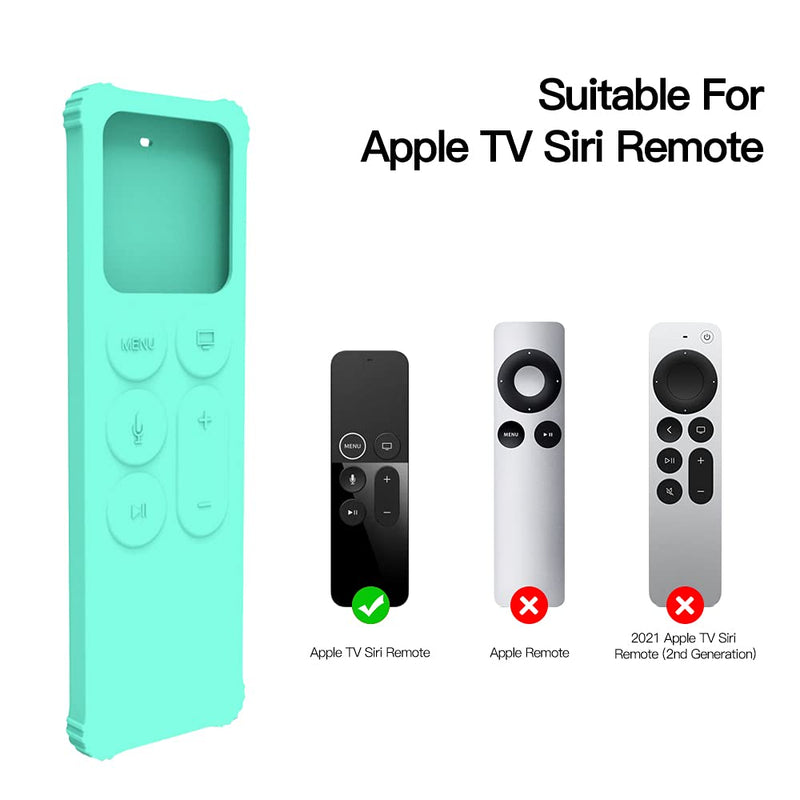 AWINNER Protective Case Compatible for Apple TV 4K 5th / 4th Gen Remote/HD Siri Remote (1st Generation) - Lightweight [Anti Slip] Shock Proof Silicone Cover for Apple TV Siri Remote Controller (Cyan) Cyan
