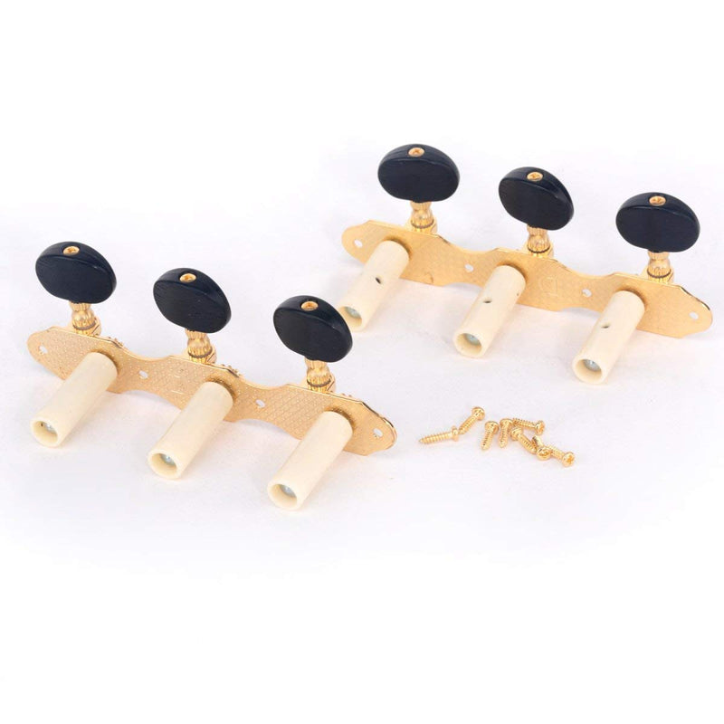Musiclily Pro Set of 2 x 3 on A Plate Baker Style Classical Guitar Machine Heads Tuning Pegs Keys Tuners, Gold