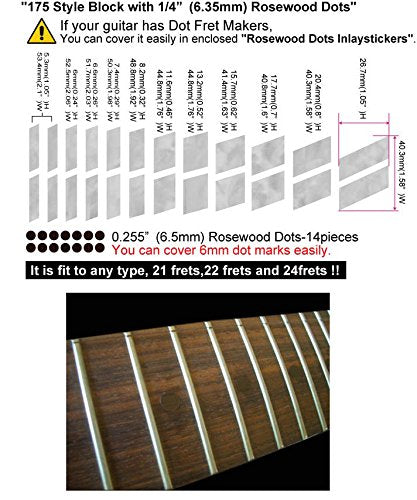 Inlaystickers Fret Markers for Guitars & Bass - Double-Parallelograms 175 Style Fret Markers, F-011DP-WT