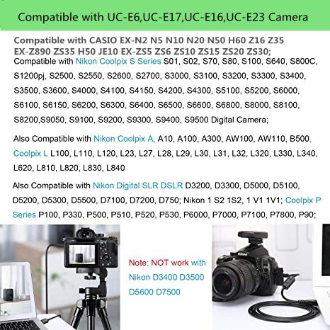 Saipomor Replacement UC-E6 UC-E23 USB Cable Cord Compatible with Olympus Camera Stylus CB-USB7 SZ-15 X-990 VG-160 VR-130 VR-360 VH-210 Series, FE Series FE-180, FE-190, FE-290, FE-350 etc. (4.9FT) 4.9FT