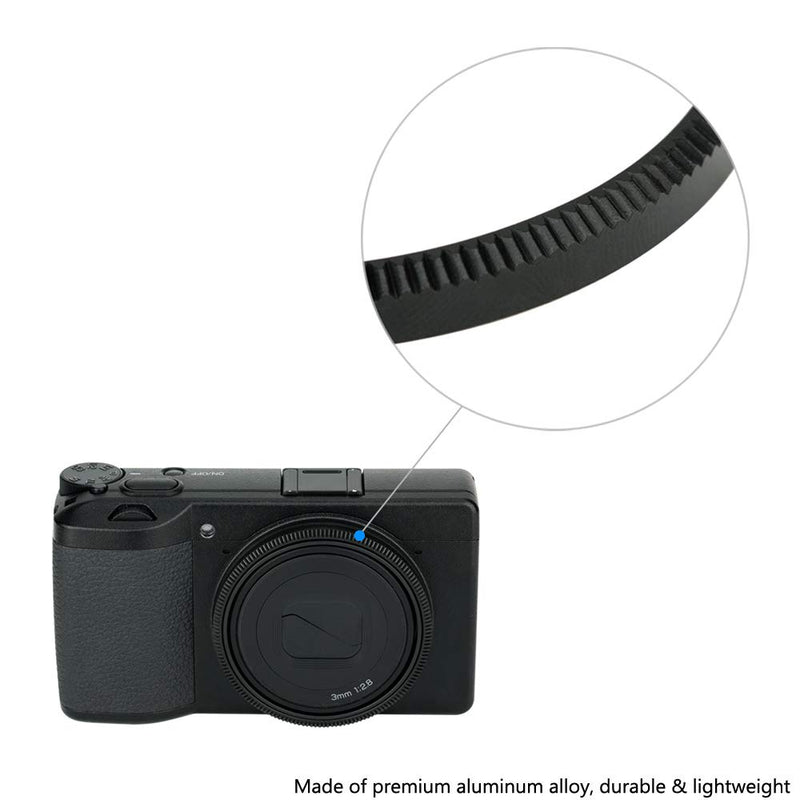 JJC Metal Lens Decoration Ring Cap for Ricoh GR III GR3 Accessories Replace Ricoh GN-1 Ring Cap -Black Black