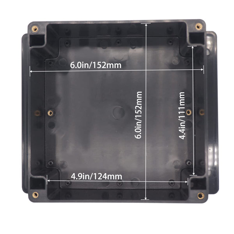 YETLEBOX Watertight Junction Box, IP67 Waterproof Project Box Durable ABS Plastic Electronic Enclosure Case for DIY Electrical Project with Wall Fixed Ear 6.30" x 6.30" x 3.54"(160 x 160 x 90 mm) 6.30" x 6.30" x 3.54"