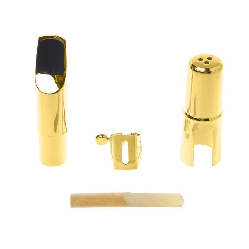 Jinhui Direct Timiy Gold Metal Alto Sax Saxophone Mouthpiece Kit Metal Mouthpiece Cap Ligature (Alto)