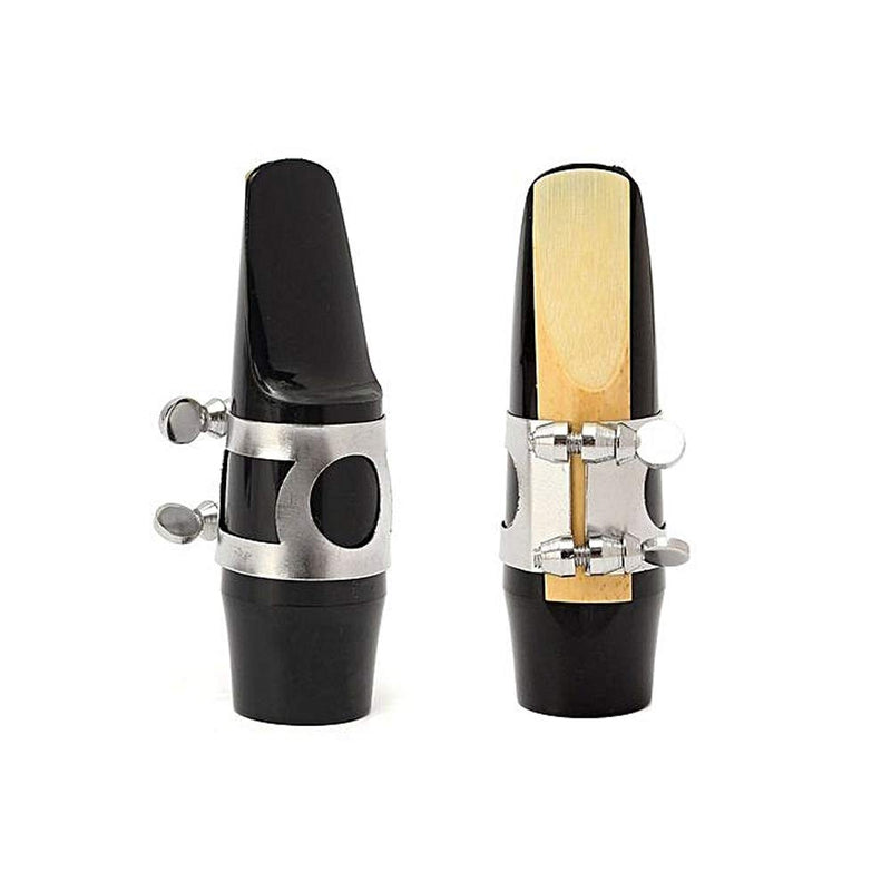 TraderPlus Alto Saxophone Mouthpiece Kit with Ligature, Reed and Cap (Silver) Silver