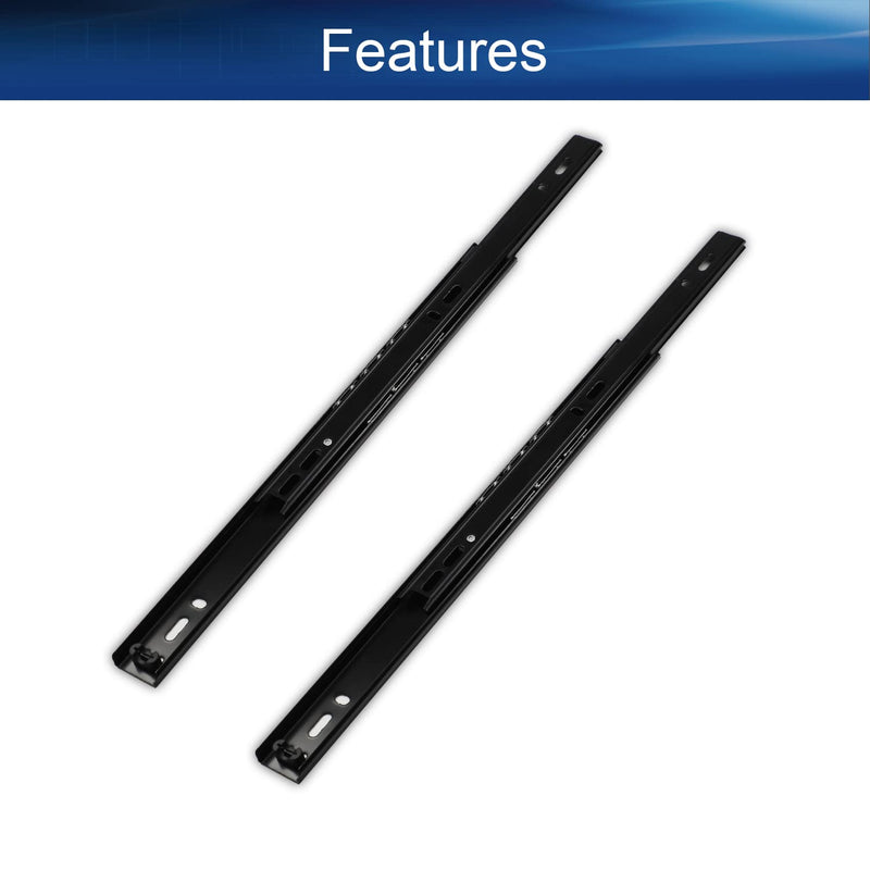 Yinpecly Metal Ball Bearing Side Mount Drawer Slides 12" Length Cold Rolled Steel for Furniture Drawers 2 Fold Drawer Ball Bearing Slide Track Rail 55 LB Bearing Capacity Side Mount Black 1Pair