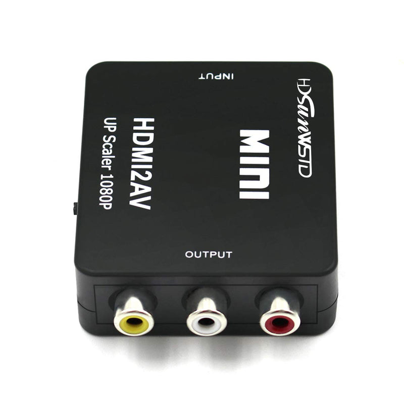 HDSUNWSTD HDMI to RCA 1080P HDMI to AV 3RCA CVBs Composite Video Audio Converter Adapter Supporting PAL/NTSC with USB Charge Cable-Black
