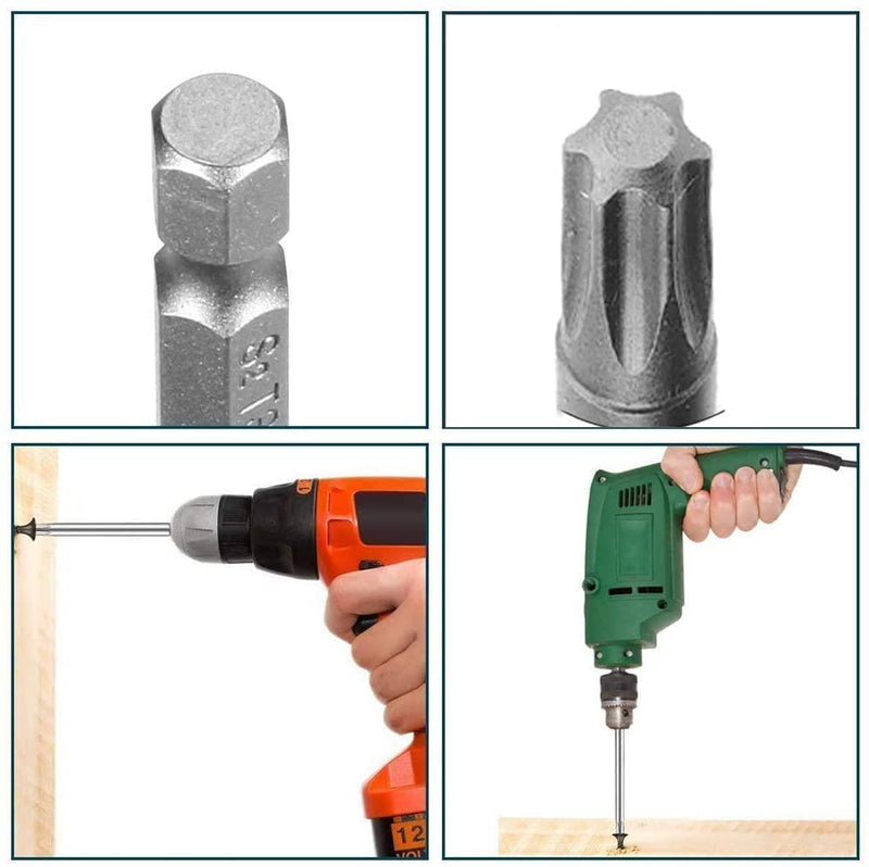 Auniwaig 10pcs Torx Screwdriver Bits, 1/4 Inch Hex Shank, T20 Magnetic S2 Steel Torx Head Screw Driver Bit, 75mm Length Torx Drill Bits Power Tools