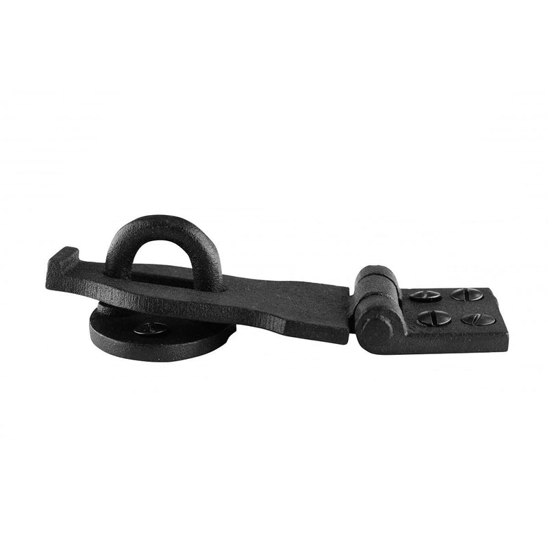 Decorative Black Wrought Iron Hasp Lock 4" X 1.75" Heavy Duty Rust Resistant Hasp Latches Safety Padlock Clasps for Cabinets, Chests Or Doors with Screws | Renovators Supply Manufacturing Pack of 2