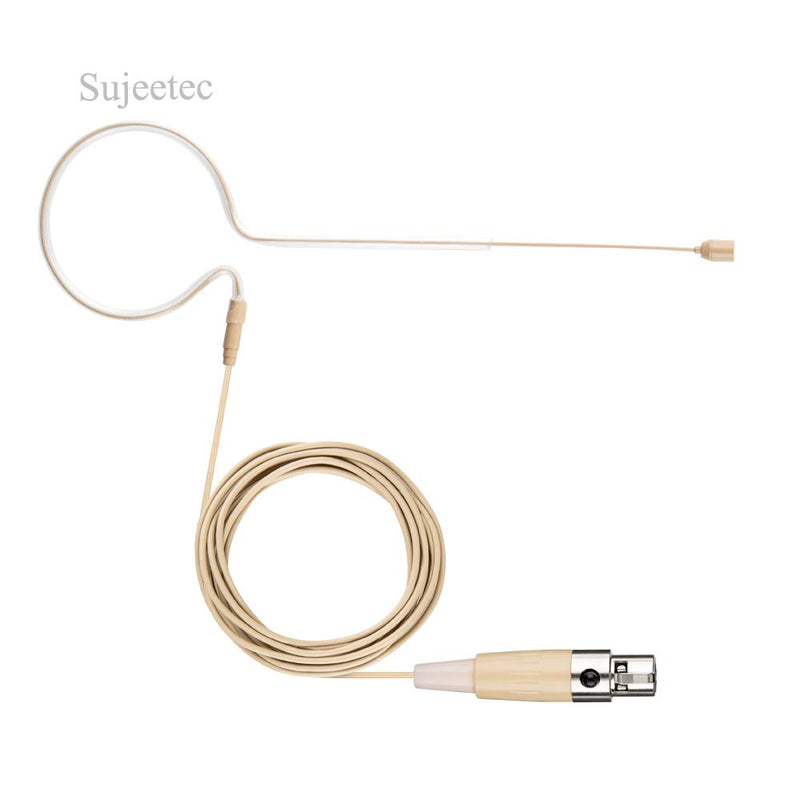 [AUSTRALIA] - Sujeetec Pro Earset Microphone Headset Headworn Microphone Over Ear Condenser Mic for AKG Wireless System Bodypack Transmitter, Ideal for Singing, Presentation, Churches, Lectures – Beige Mini XLR TA3F Plug(for AKG Only) 