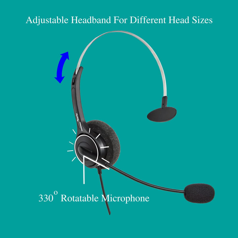 2.5 mm Jack Phone Headset On Ear Headphones Hands Free for Cordless Landline Telephones