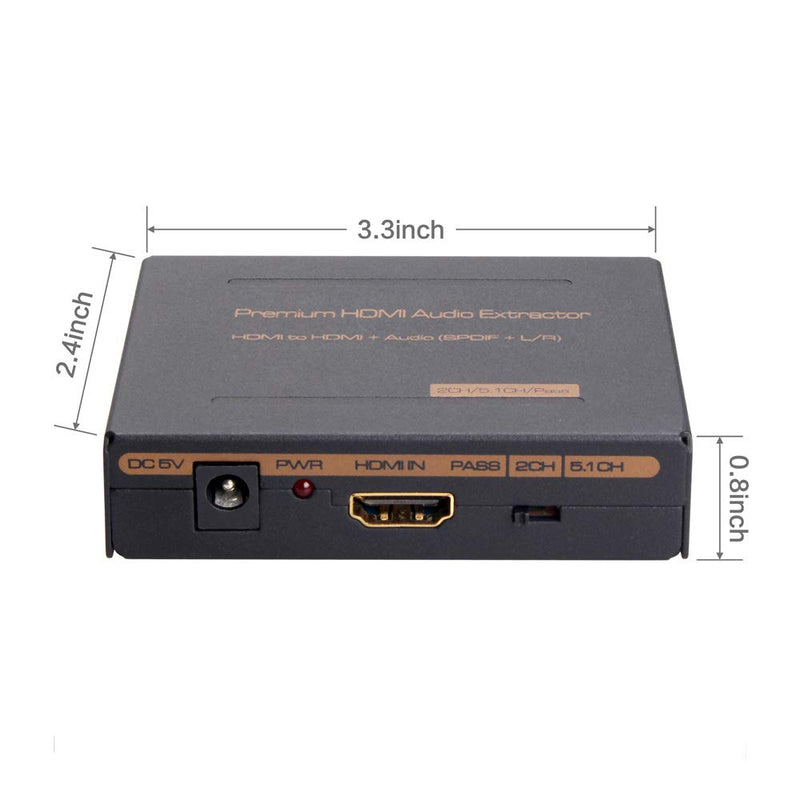 iArkPower HDMI Audio Extractor Splitter HDMI to HDMI + Optical + RCA L/R Stereo Audio Out Supports 3D (1080P) 1080P