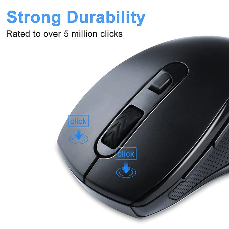 Wireless Mouse for Laptop, 2.4G Mouse Ergonomic Computer Mouse with USB Receiver, Portable Optical Mouse, 3 Adjustable DPI Computer Mice Wireless USB Mouse for Laptop Notebook MacBook Black