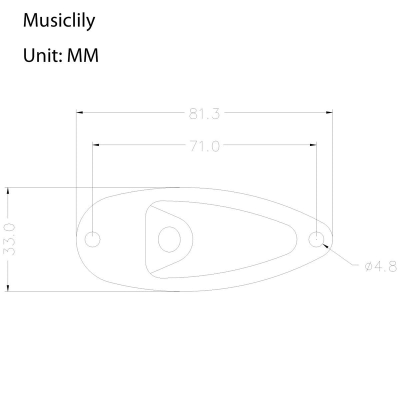 Musiclily Boat Style 1/4" Loaded Guitar Output Mono Jack Plug Socket Plate for Fender Strat Stratocater Electric Guitar, Black(Pack of 2)