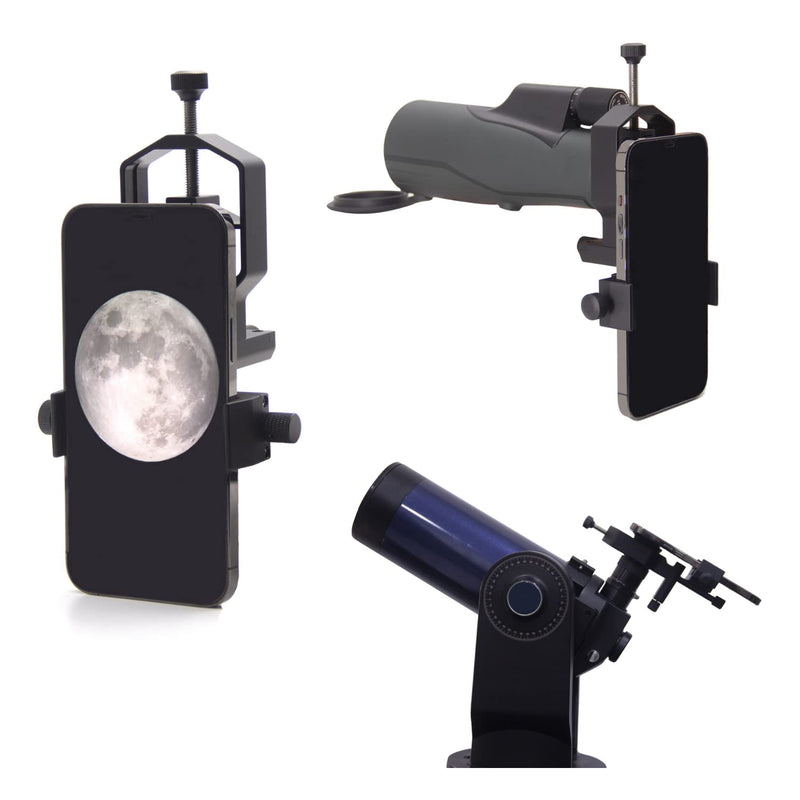 3-Axis High-Precision Telescope Phone Adapter - ACCUVIEW Digiscoping Smartphone Holder Metal Mount for Spotting Scope Binocular Monocular Microscope|Fits All Cell Phone Cameras/Max 2.4" Eyepiece Black 1
