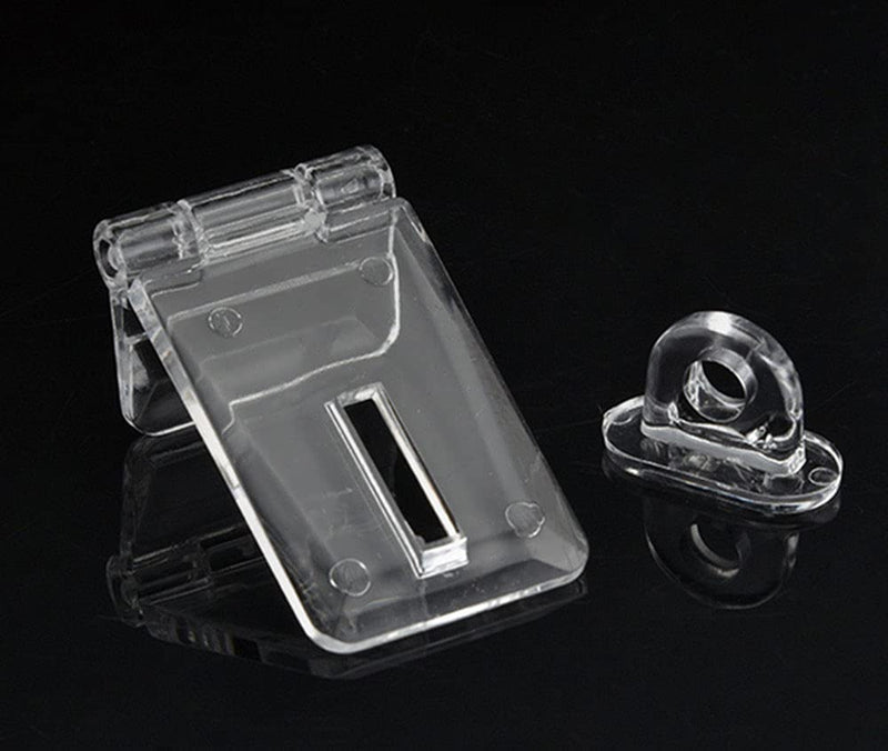 PZRT 4 Sets Mini Hinge Hasp Acrylic Hasp Buckle Box Clear Hinge Latch Hasp Lock Hinge Latch Buckles for Mini Doors, Jewelry Box, Mini Cabinet