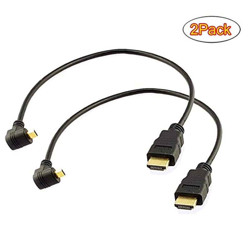 Seadream 2Pack 1Foot 90 Degree Down Angle Micro HDMI Male To HDMI Male Cable Connector (2Pack Down Angled) 2Pack Down Angled