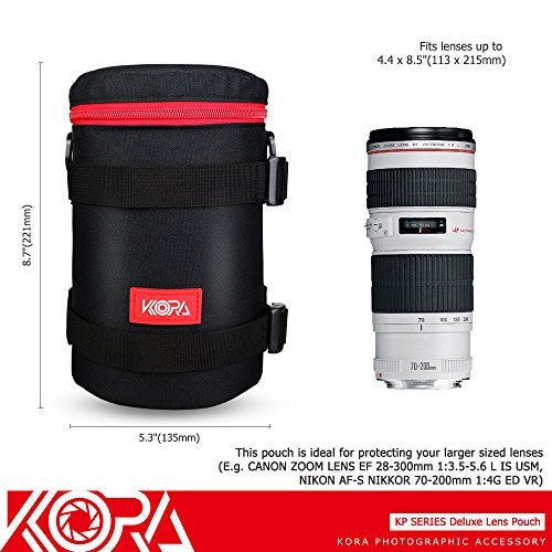 Kiorafoto KP-L Deluxe Lens Pouch Bag Case 113mm x 215mm For JBL Charge 2+ Splashproof Bluetooth Speaker W/ Charger ZOOM LENS EF 28-300mm AF-S NIKKOR 70-200mm Lens