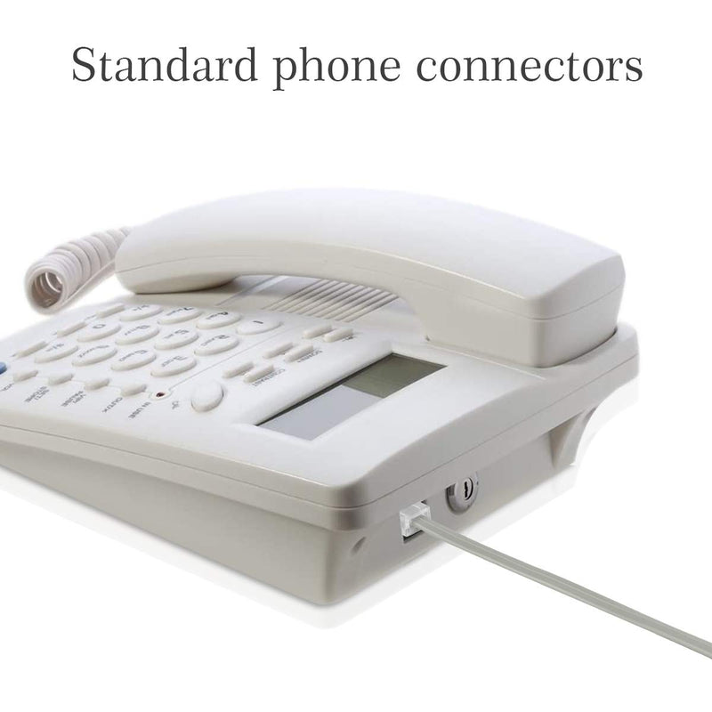 Phone Cord 15 ft,SHONCO 2 Pack Phone Line Cord,RJ11 6P4C Telephone Cord,Silver Landline Telephone Accessory 15 Feet